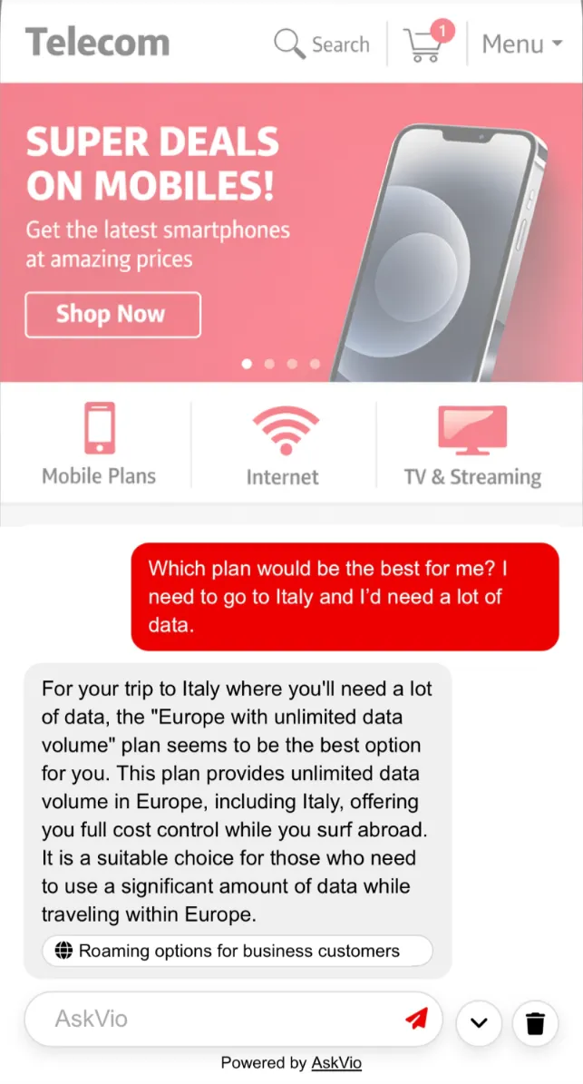AskVio demo carousel image